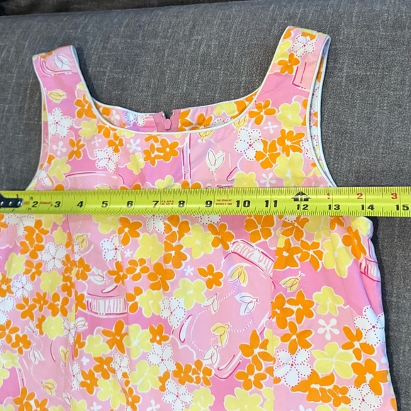 Lilly Pulitzer Fireflies Pink and Orange Floral Sleeveless Dress Kids 10 - Picture 7 of 9